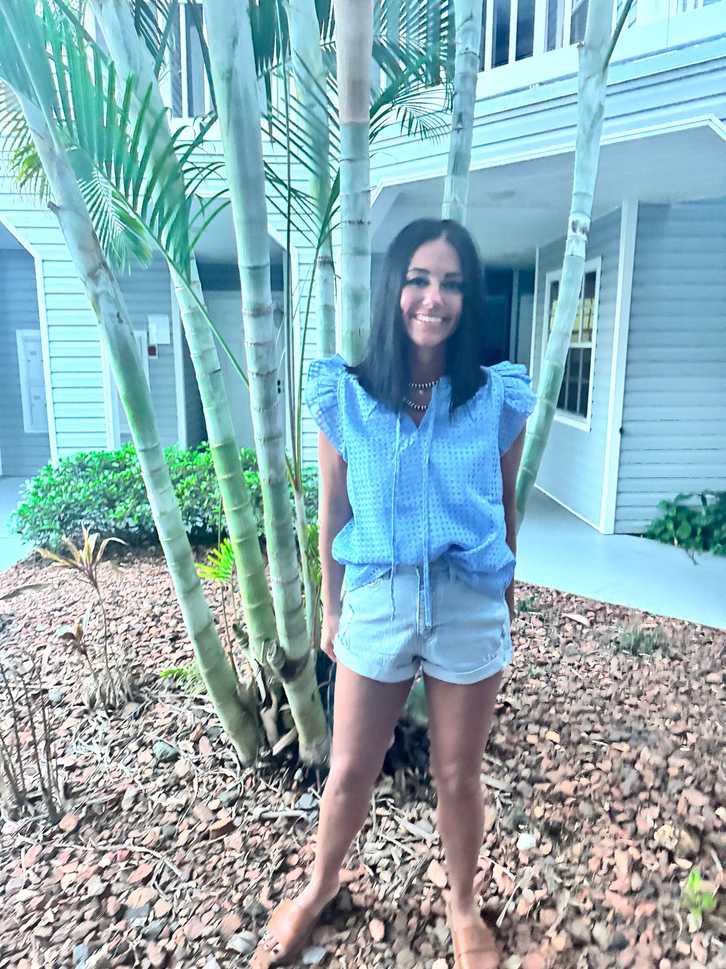 Mason Baby Blue Woven Top