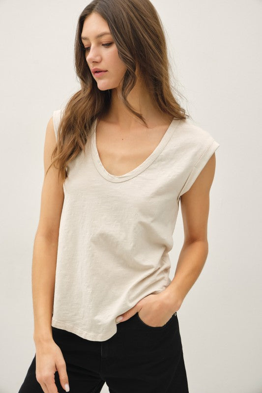 The Stockyards Stone Cap Sleeve Top