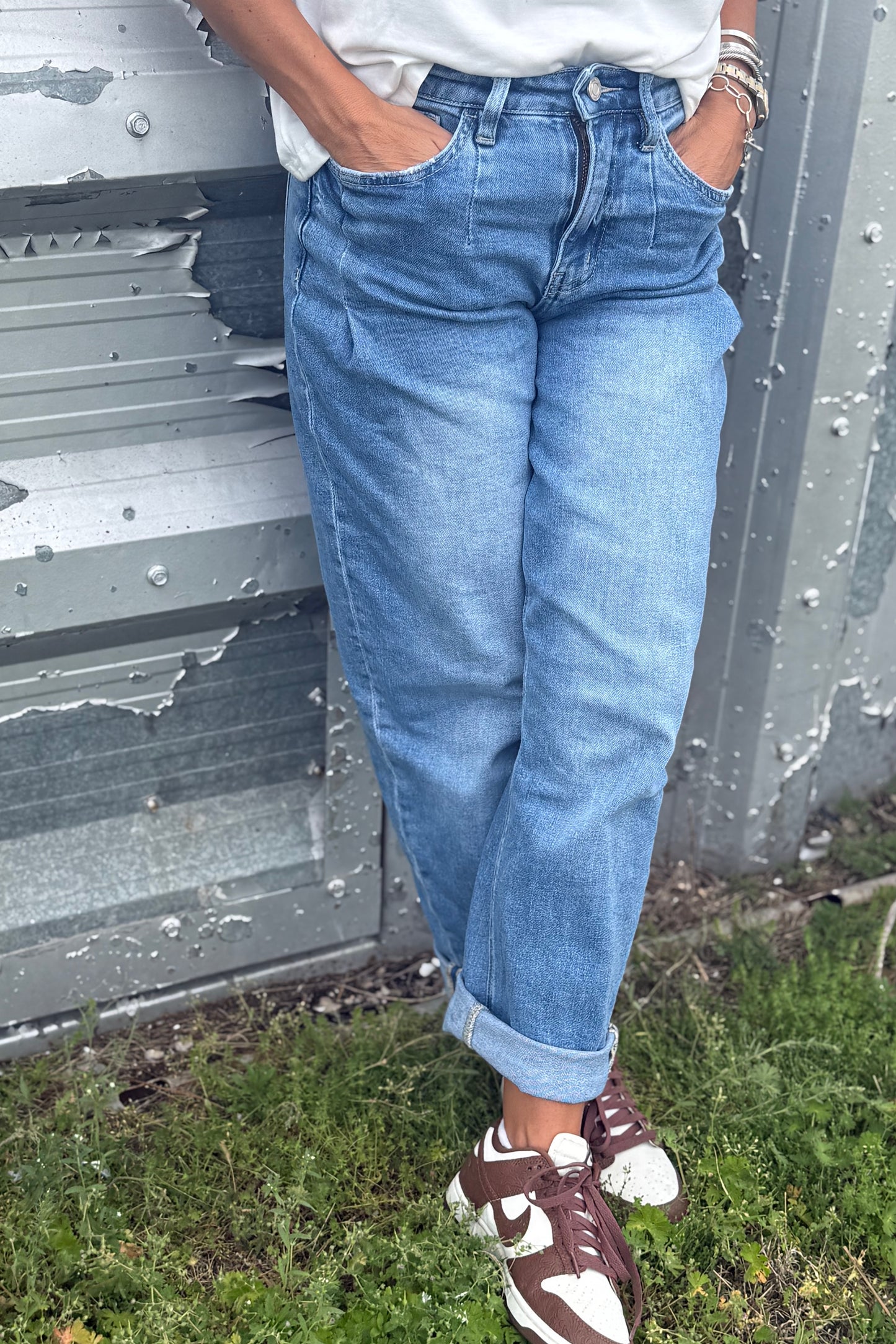 Mesa High Rise Cuffed Barrel Jeans