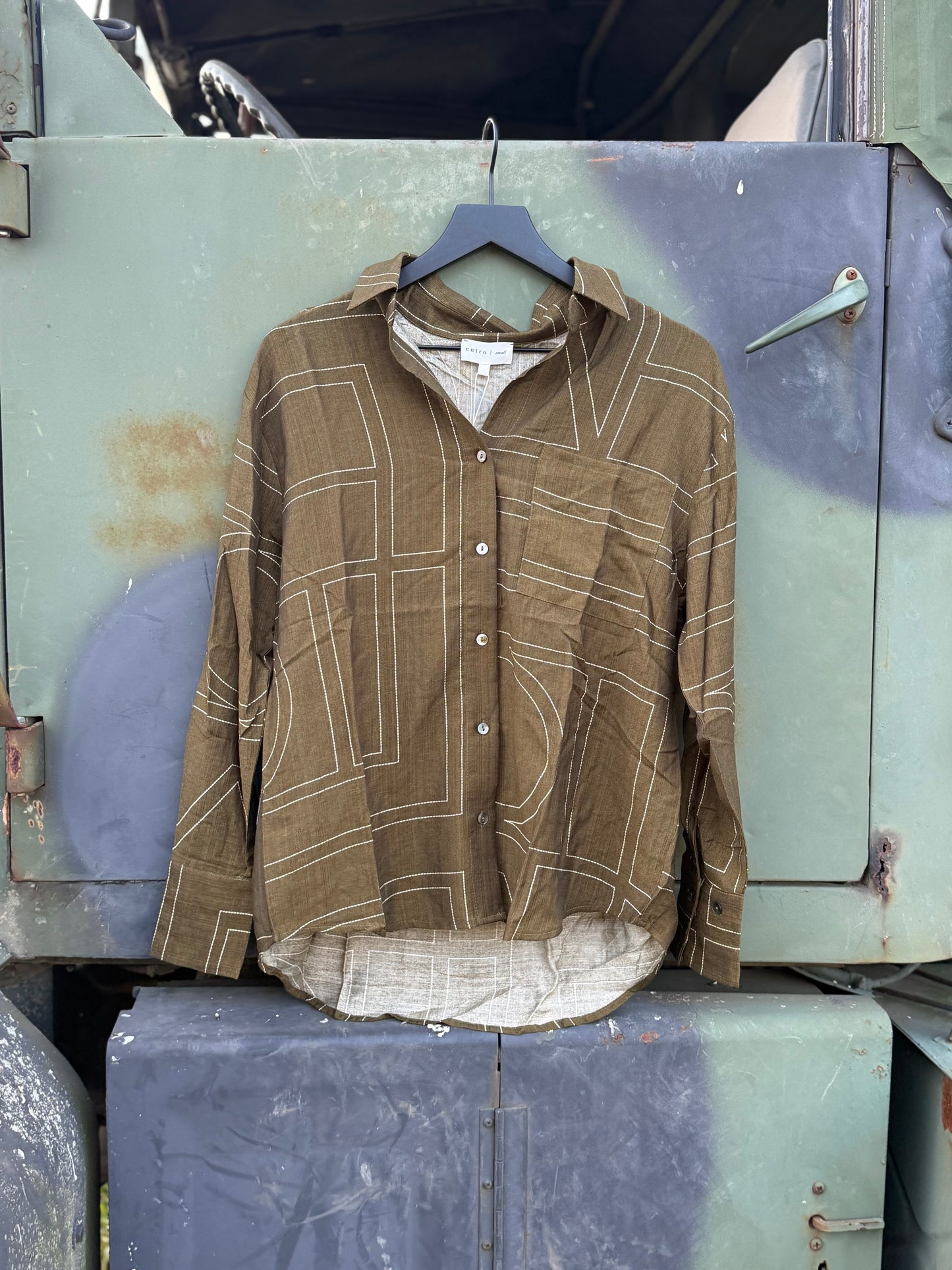 Stafford Olive Button down