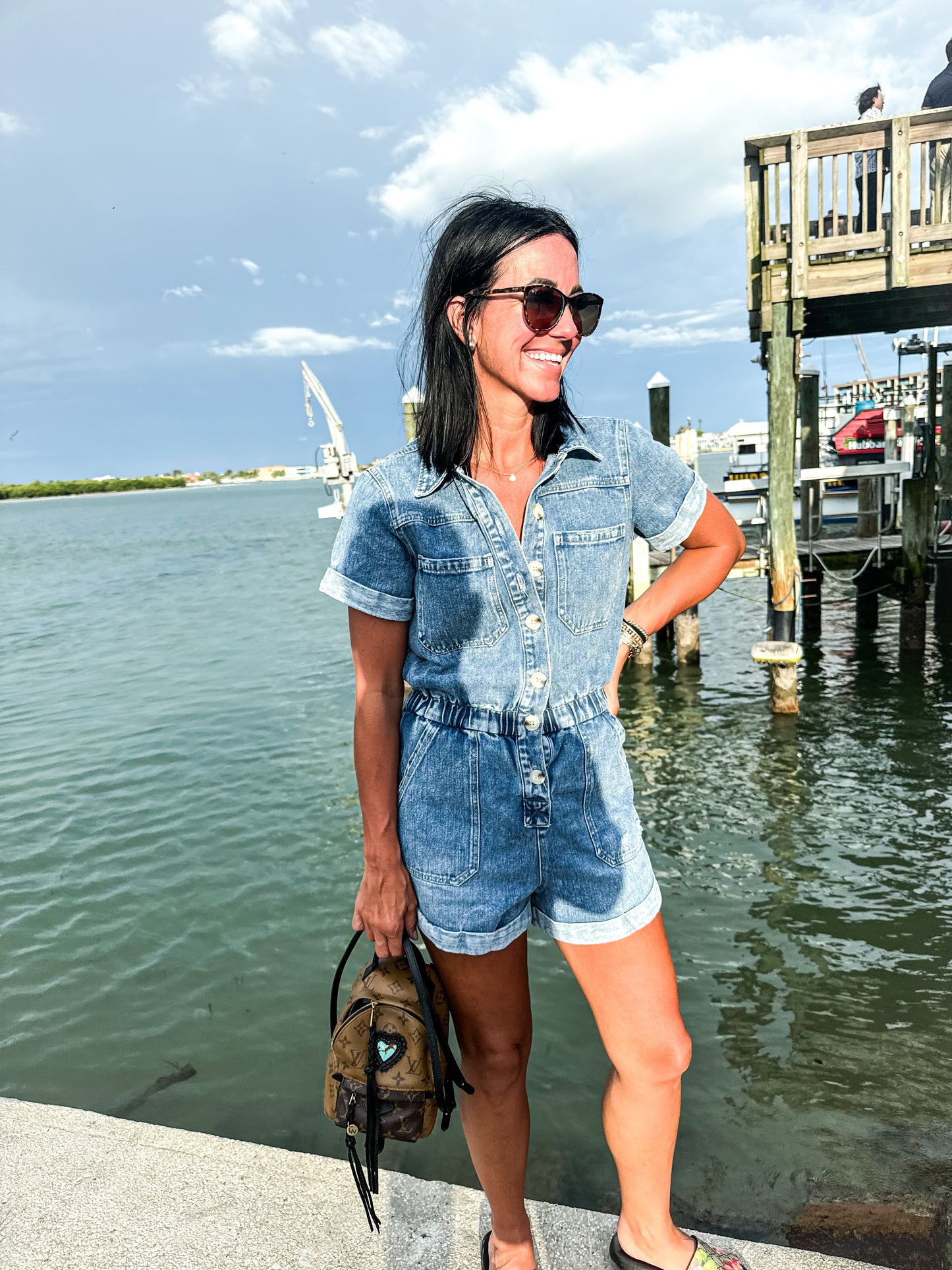 Jefferson Washed Denim Short Sleeve Romper