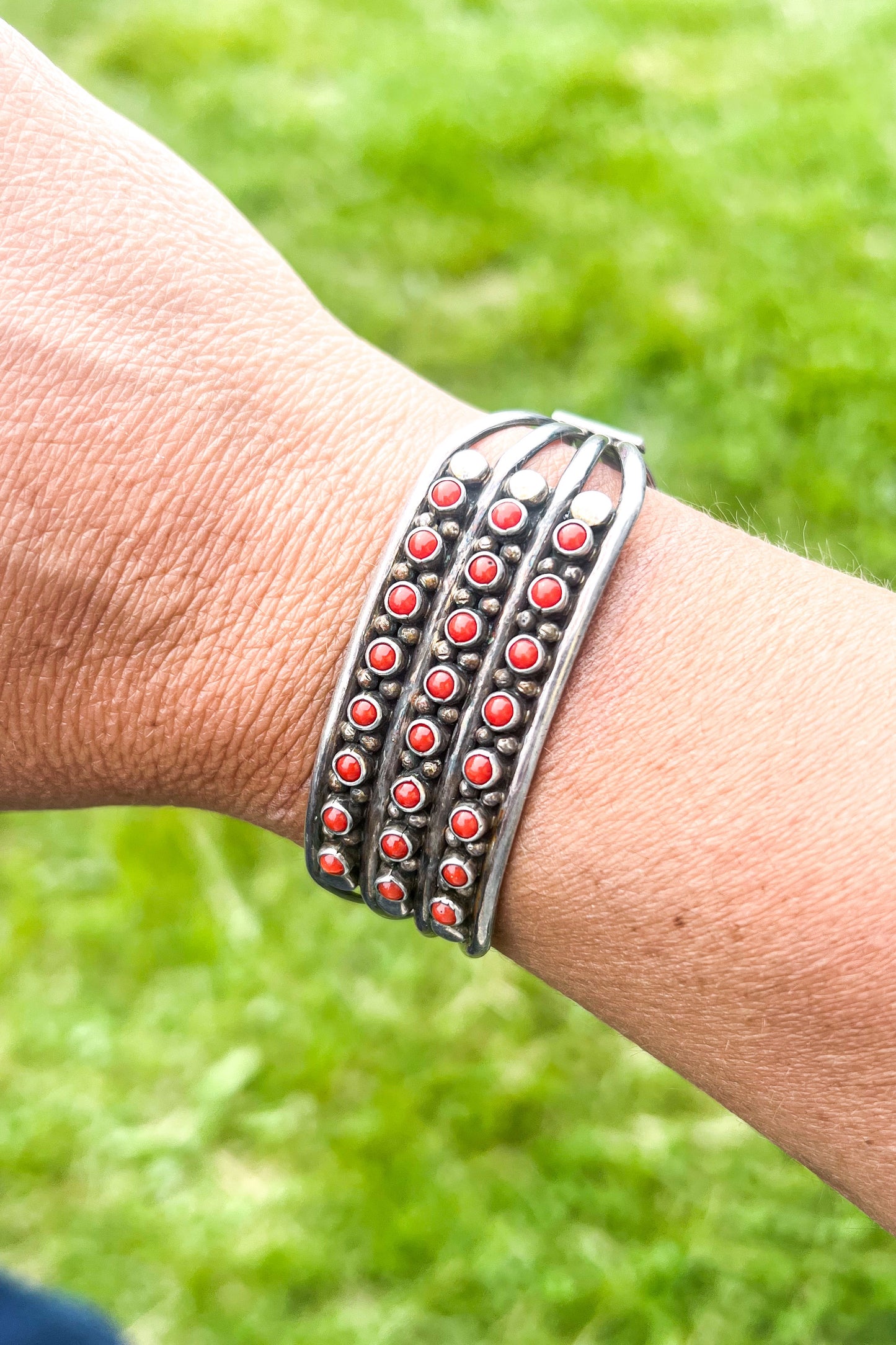Vintage Coral Snake Eye Bracelet