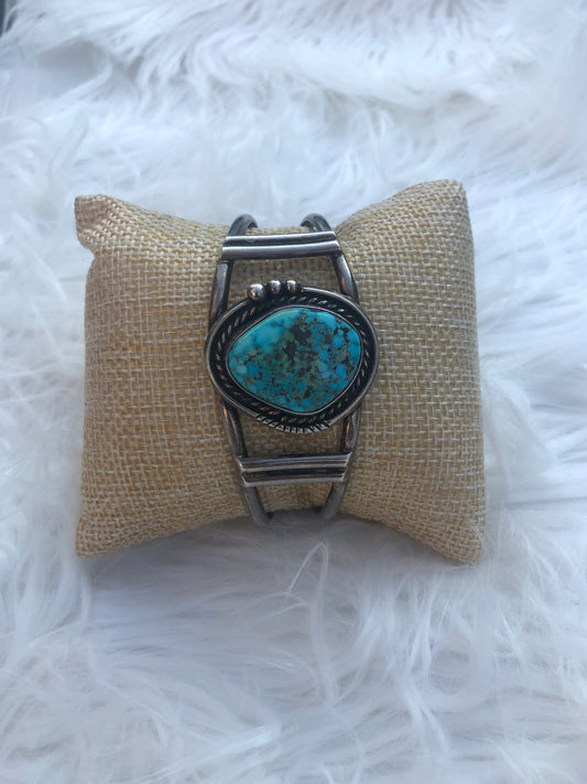 Vintage Navajo Sterling Silver and Turquoise Cuff
