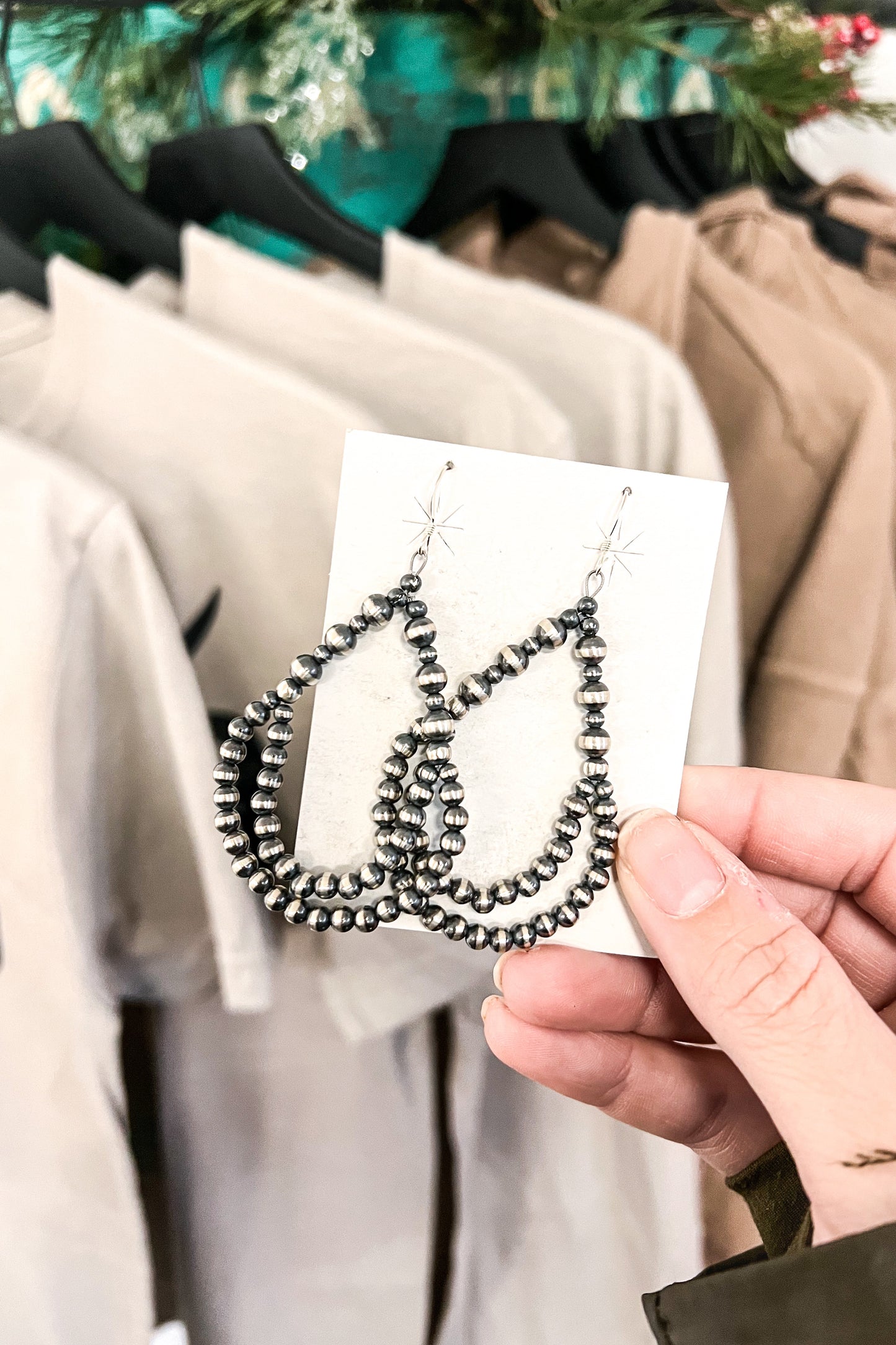 Double Loop Navajo Pearl Earrings