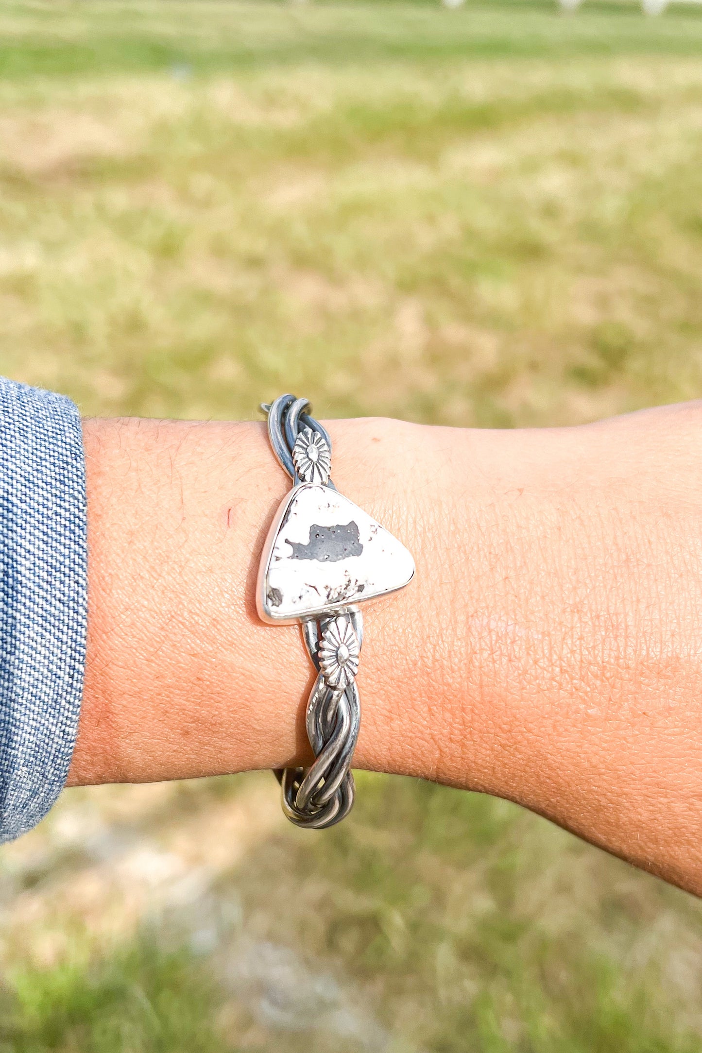 White Buffalo Braided Cuff.