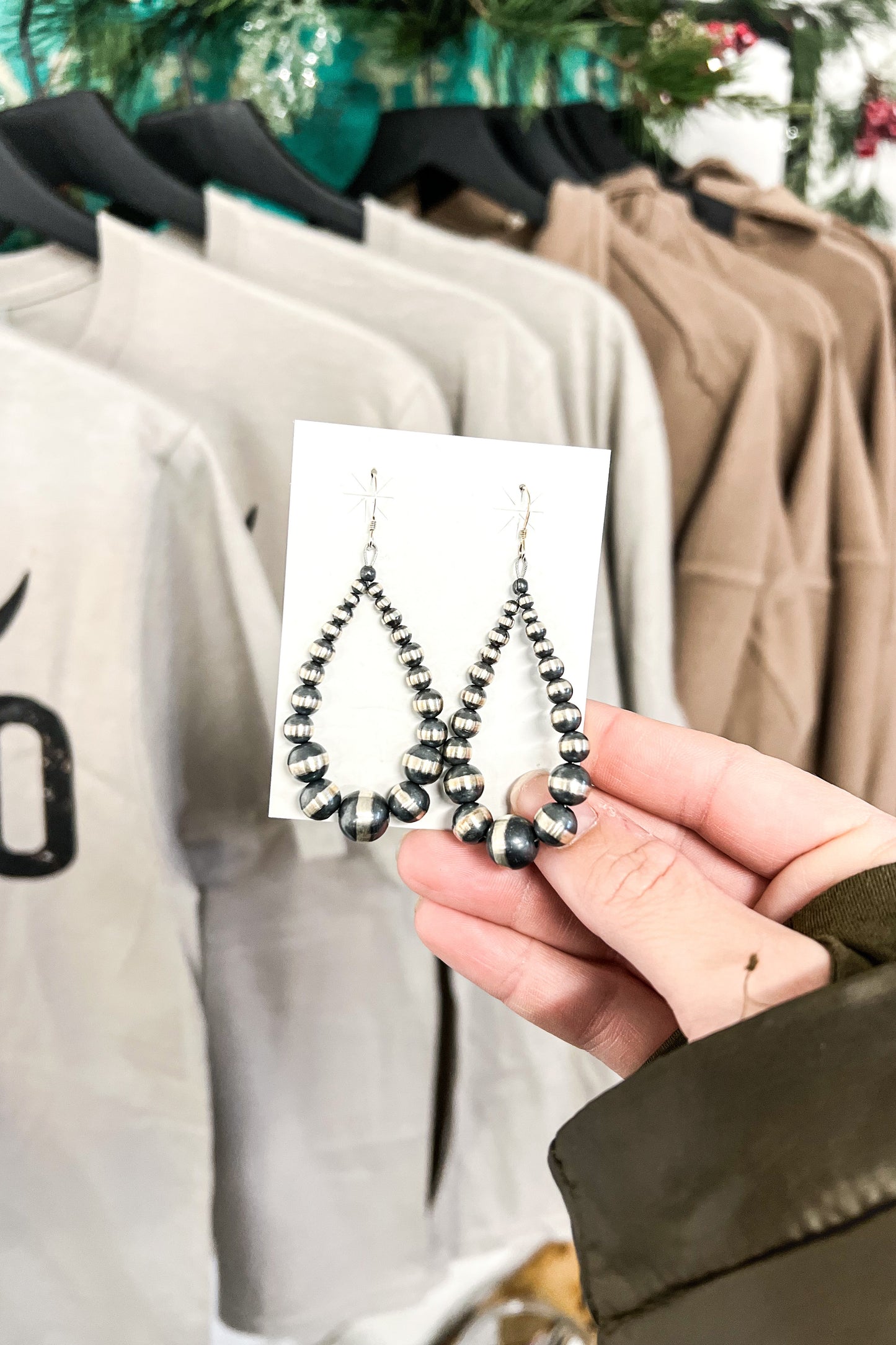 Graduated Pearl Loop Earrings