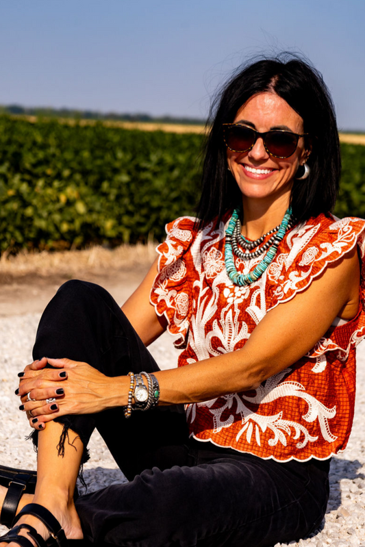 San Antonio Smocked Rust Top
