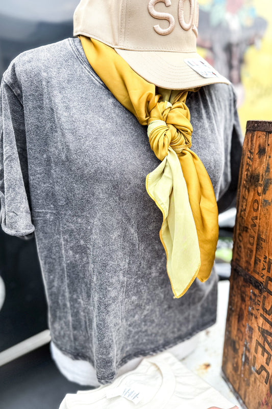 Southlake Acid Wash Roll-Cuff Crop Top