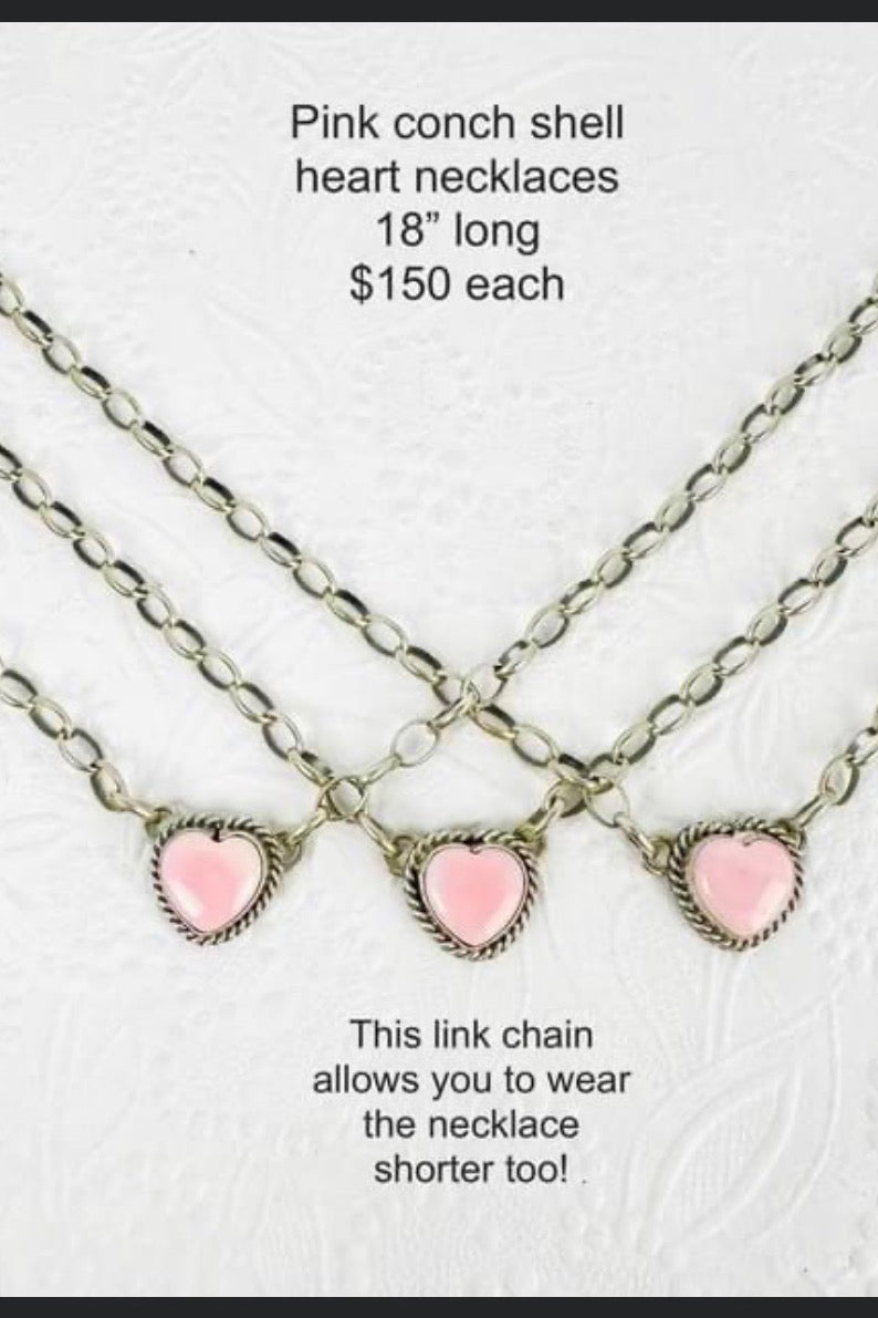 Pink Conch Heart Necklace