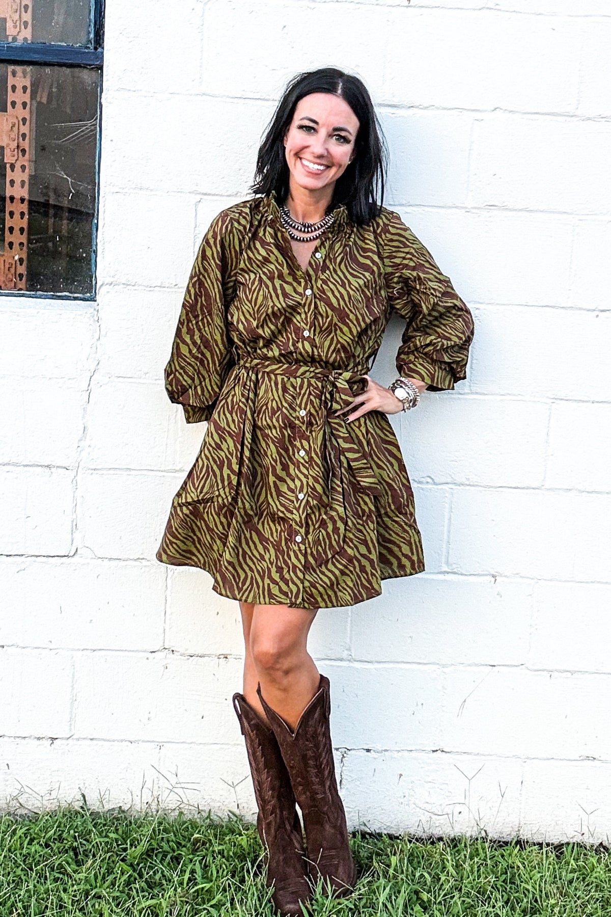 Salado Zebra Belted Mini Dress