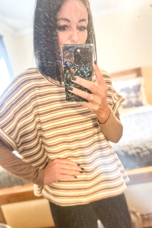 Nevada Neutral Striped Knit Top