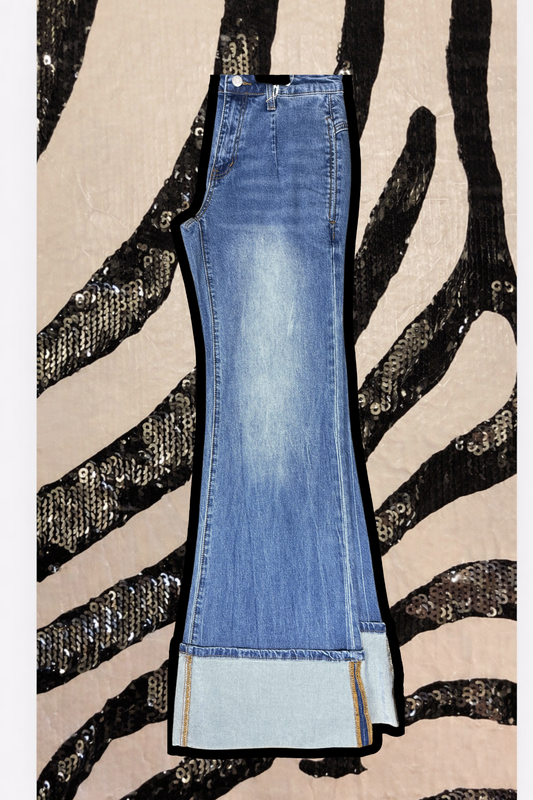 Dripping Springs Cuffed Wide Leg Jeans