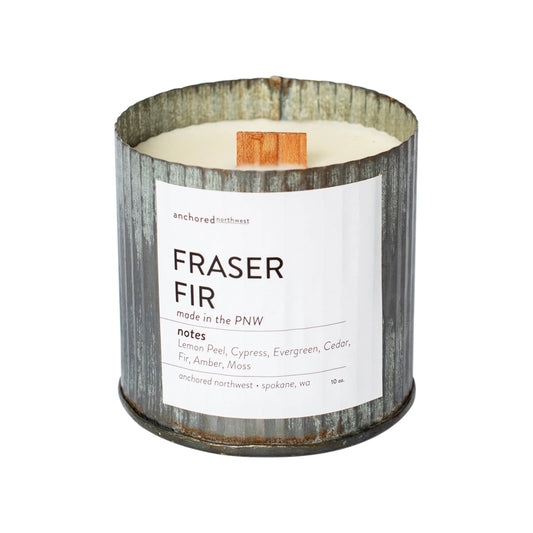 Fraser Fir Wood Wick Rustic Farmhouse Soy Candle: 10oz