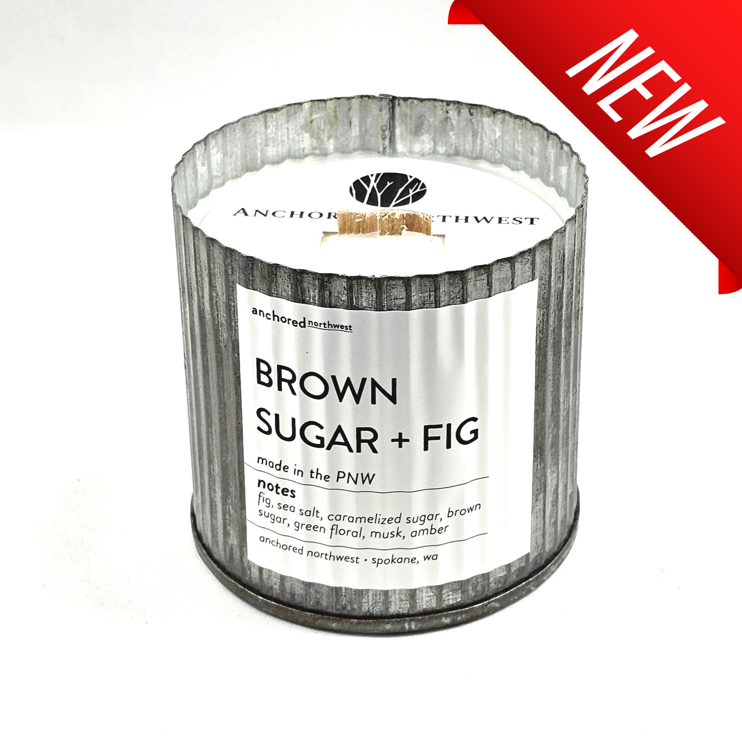 Brown Sugar + Fig Wood Wick Rustic Farmhouse Soy Candle